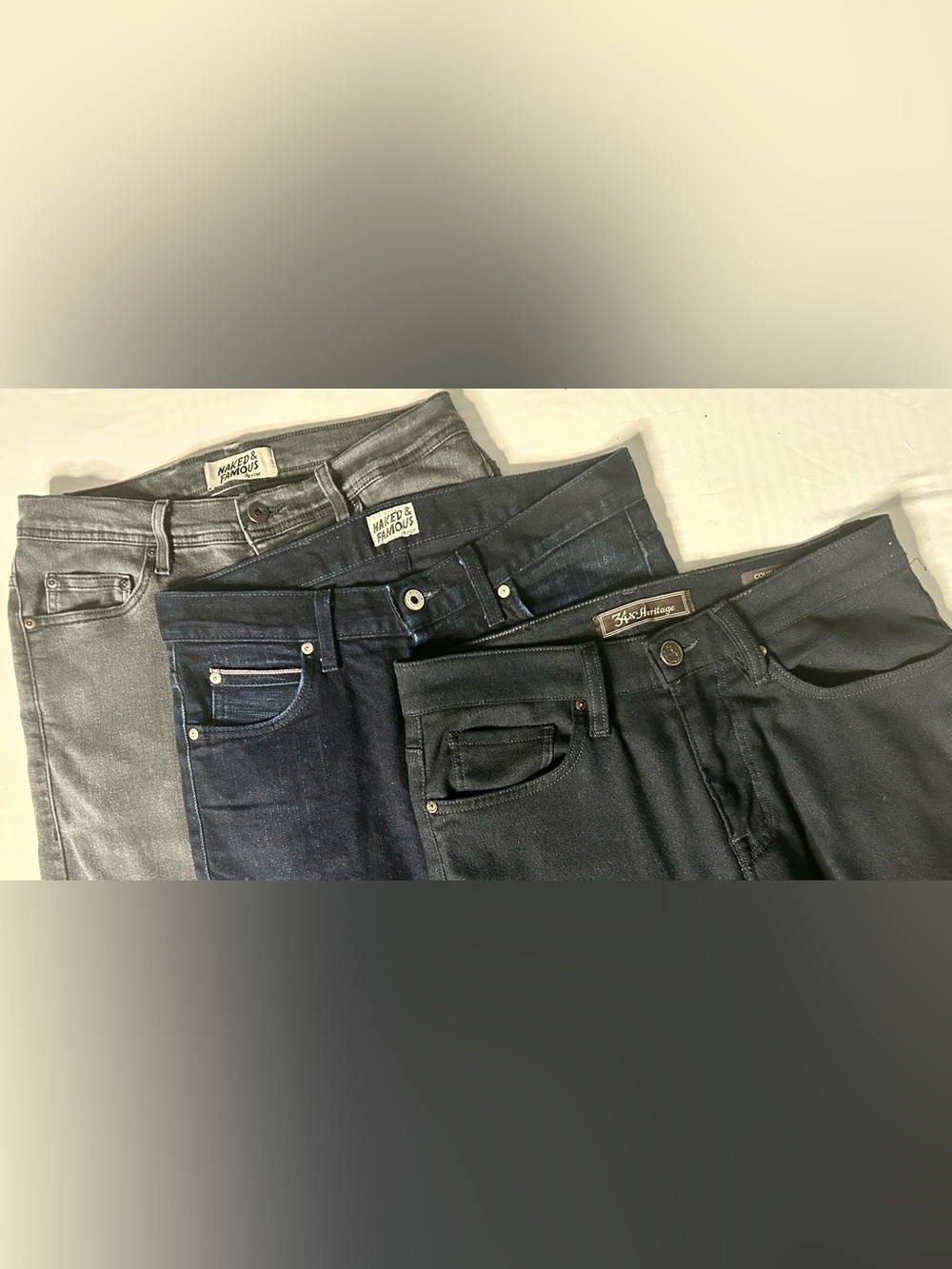 3 Pair Premium Denim Bundle – Naked & Famous + 34 Heritage Men’s 30/31
